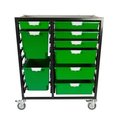 Storsystem Commercial Grade Mobile Bin Storage Cart with 9 Green High Impact Polystyrene Bins/Trays CE2400DG-4S3D2QPG